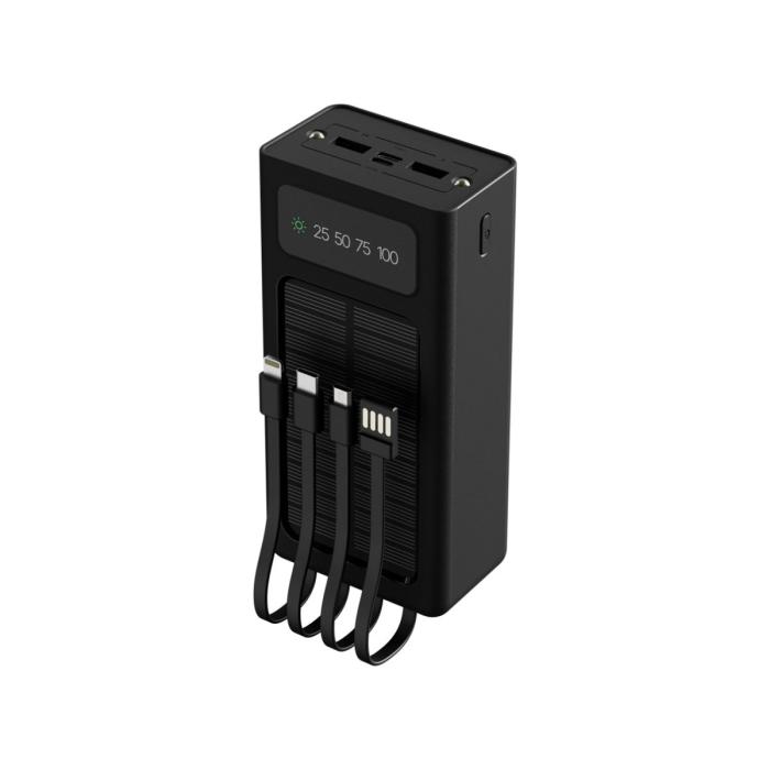 Xtech XPB-300 - Solar Power Bank - 24 pin USB-C / 4 pin USB Type A / 5 pin Micro-USB Type A - 24 pin USB-C / 4 pin USB Type A / 5 pin Micro-USB Type A - Lithium ion polymer - Para Universal - built-in charg cables30,000mAh
