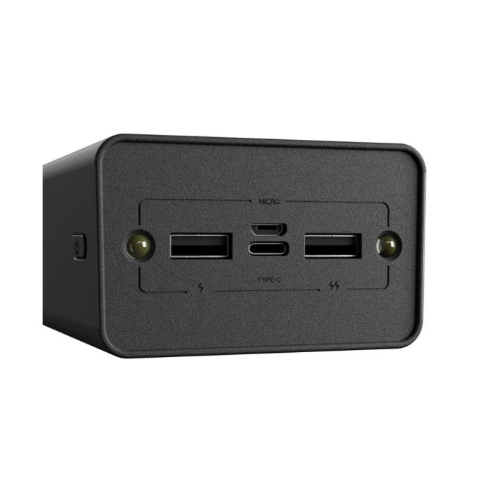 Xtech XPB-300 - Solar Power Bank - 24 pin USB-C / 4 pin USB Type A / 5 pin Micro-USB Type A - 24 pin USB-C / 4 pin USB Type A / 5 pin Micro-USB Type A - Lithium ion polymer - Para Universal - built-in charg cables30,000mAh