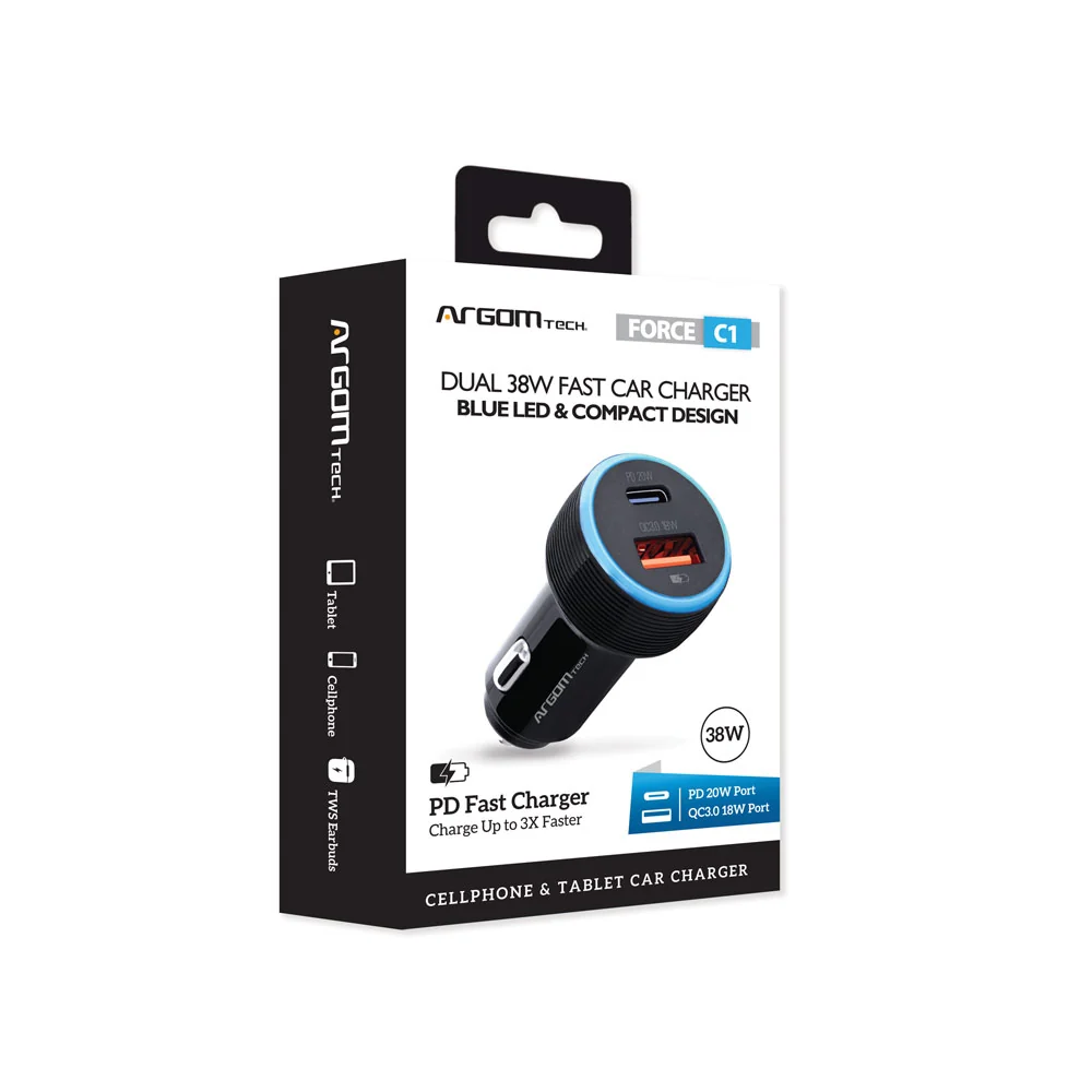 Cargador Dual Rápido Type-C 18W & USB 18W para auto