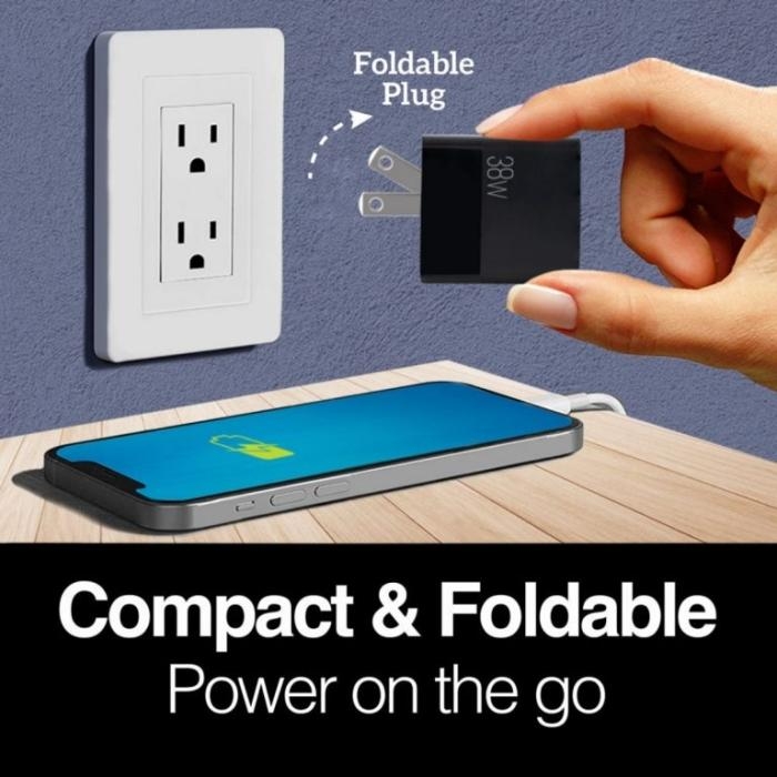 VOLTA P4 38W PRO PD TYPE-C + USB CON CARGADOR DE PARED CON ENCHUFE PLEGABLE