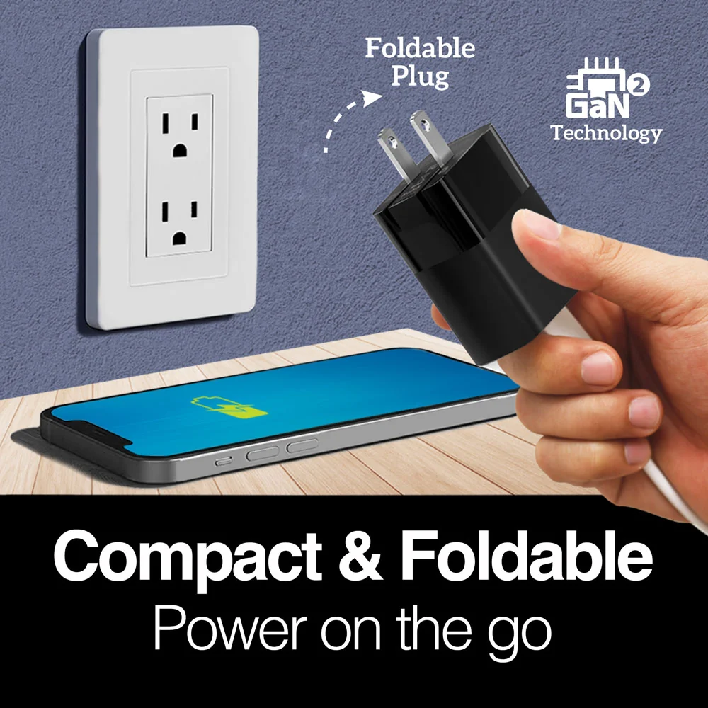 VOLTA P5 GAN II 45W DUAL TYPE-C CON CARGADOR DE PARED CON ENCHUFE PLEGABLE