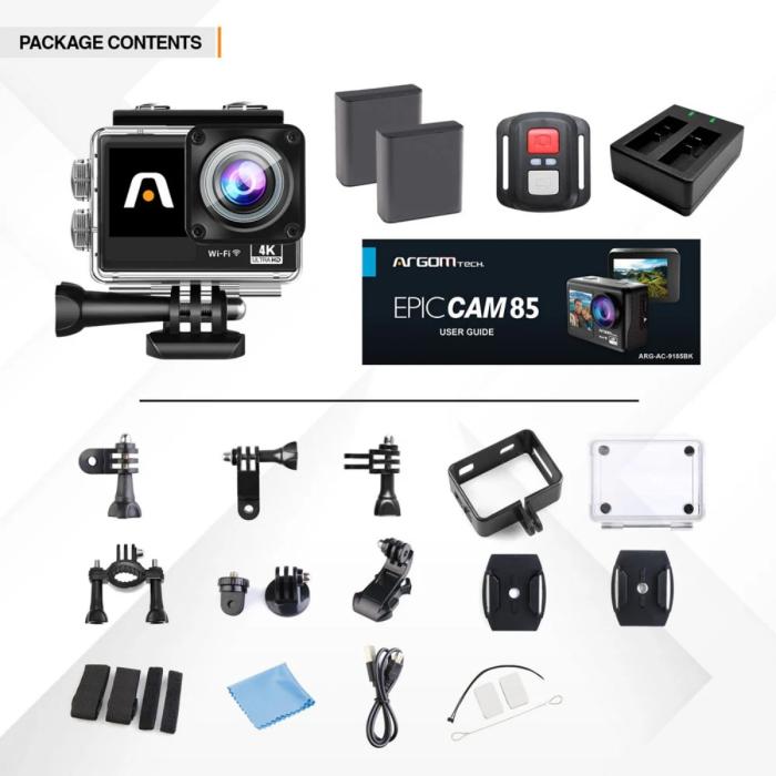 CÁMARA DE ACCIÓN EPIC 85 4K ULTRA HD CON CONTROL REMOTO Y PANTALLAS DUALES