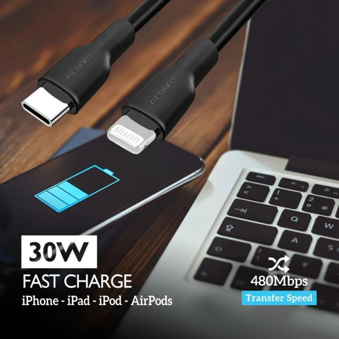CABLE DE SILICONA TIPO C A LIGHTNING 30W 1,8 M/6 PIES - DURA FLEX