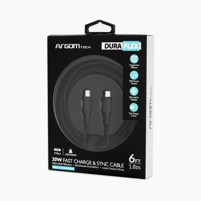 CABLE DE SILICONA TIPO C A LIGHTNING 30W 1,8 M/6 PIES - DURA FLEX
