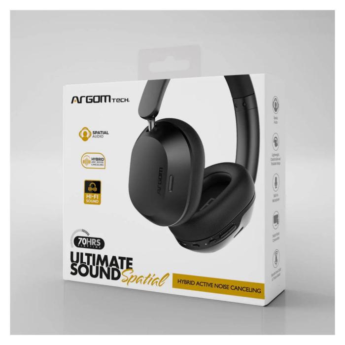 AUDIFONO ARGOM ULTIMATE SOUND SPATIAL ANC HIBRIDO BT NEGRO