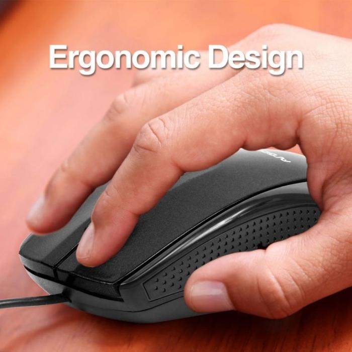 Mouse USB 800 dpi Black Ratón Óptico 3D con Conector USB 800 dpi Negro