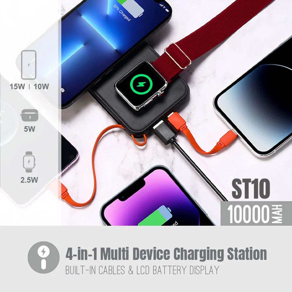 ARGOM MAGNETIC S10 - POWER BANK INALAMBRICA MAGNETICA 4 EN 1 DE 10,000 MHA