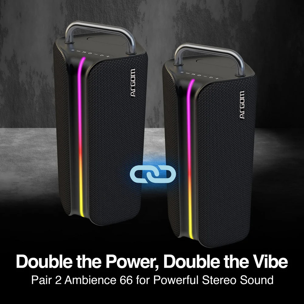 BOCINA ARGOM AMBIENCE 66 NEGRO - BT, 220W RMS, LUCES RGB, FUNCION TWS
