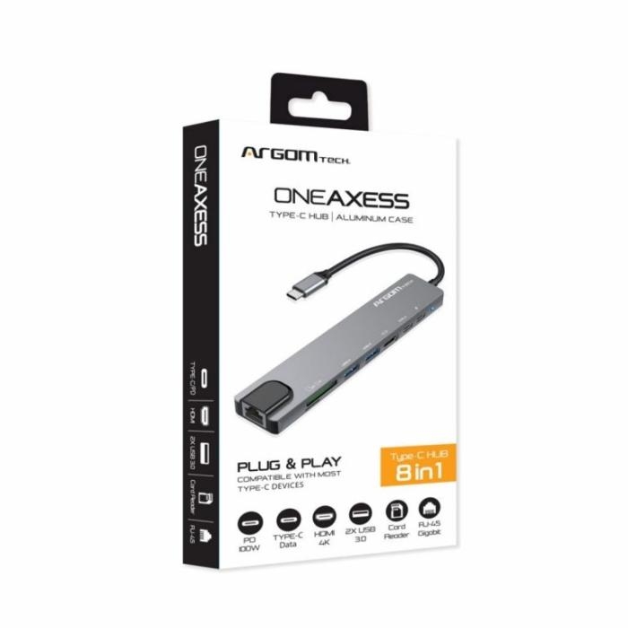 ADAPTADOR-DOCKING, TIPO C, 8 EN 1 DE AXESS CON TRANSFERENCIA DE PD DE 100 W