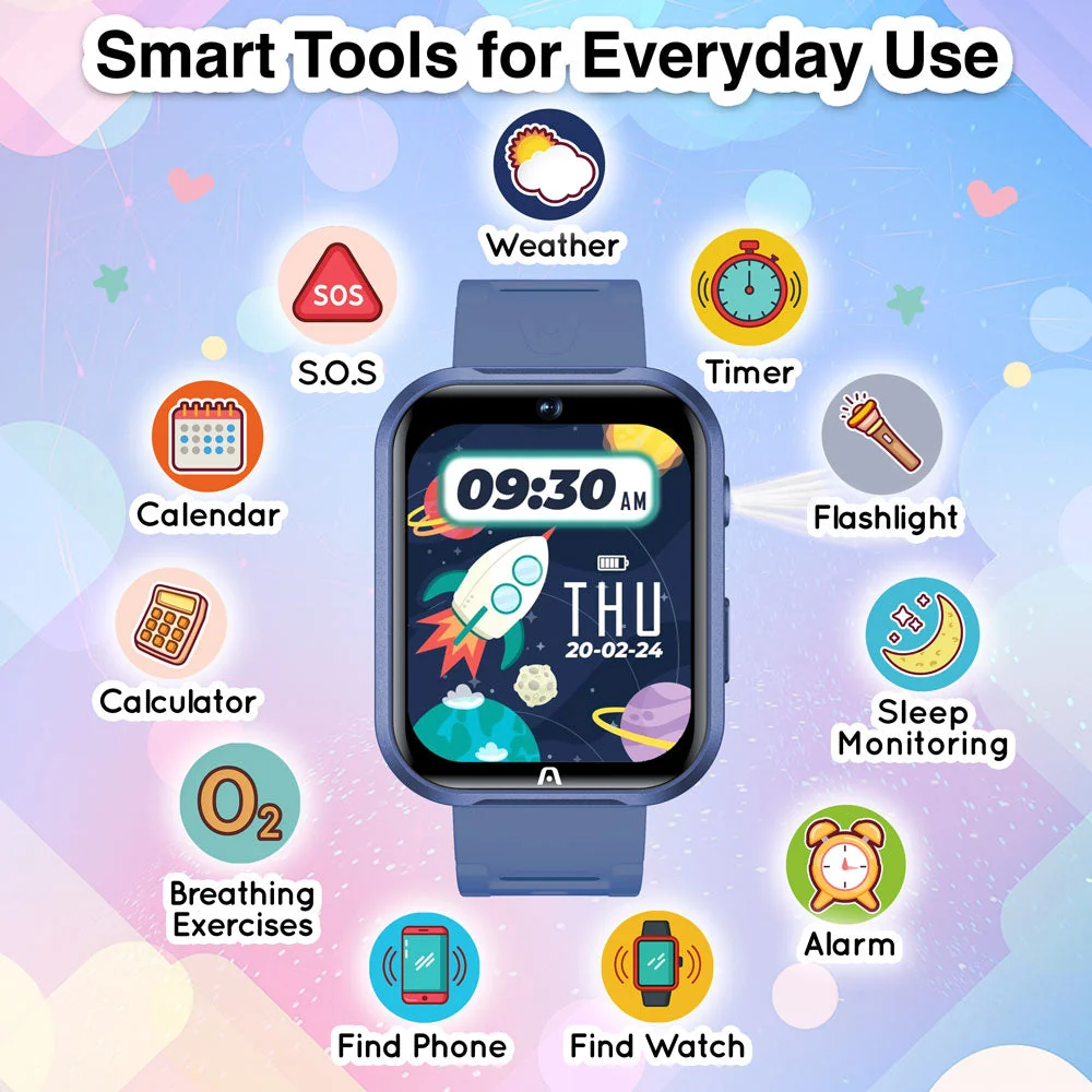 SKEIWATCH ARGOM K10 KIDS AZUL - PANTALLA TFT 1.52", CÁMARA HD, JUEGOS, IP67