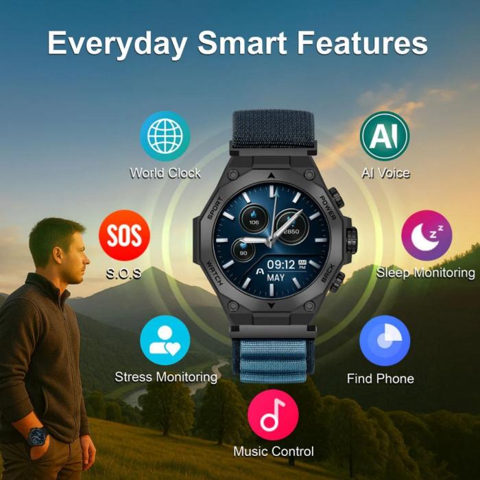 SKEIWATCH ARGOM C71 NEGRO - PANTALLA AMOLED 1.43", 2 CORREAS, IP68