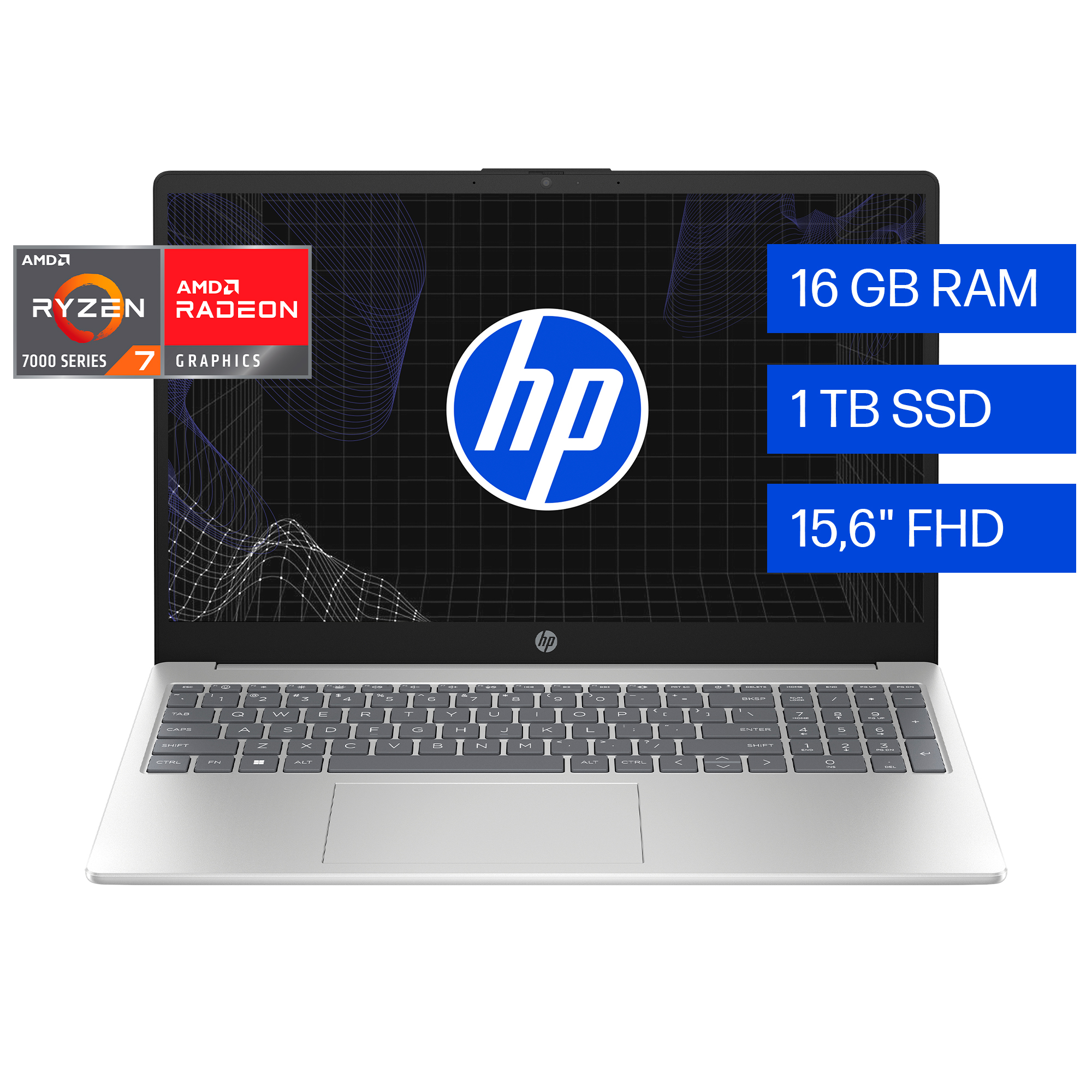 Laptop HP 15-fc0276la, AMD Ryzen 7, 16 GB, 1 TB SSD, 15.6, FHD Windows 11 Home