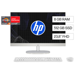 HP - All-in-one - AMD Ryzen 5 7520U / 4.8 GHz - DDR5 SDRAM - 512 GB HDD - 23.8" - Integrated graphics - Windows 11 Home - White