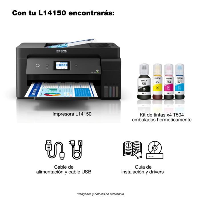Epson EcoTank - Wide format - A3 Plus (330 x 480 mm) - hasta 38 ppm (mono) - hasta 24 ppm (color) - Wi-Fi / USB 2.0 / Ethernet - Duplexador automático