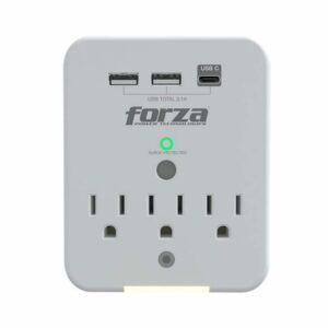 Forza - Surge protector - AC 110/220 V - 12 Tomas de Corriente - 3-USBA/1C 2700J WH