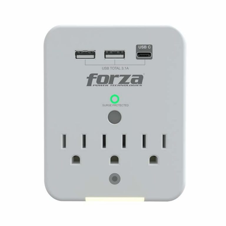 Forza - Surge protector - AC 110/220 V - 12 Tomas de Corriente - 3-USBA/1C 2700J WH