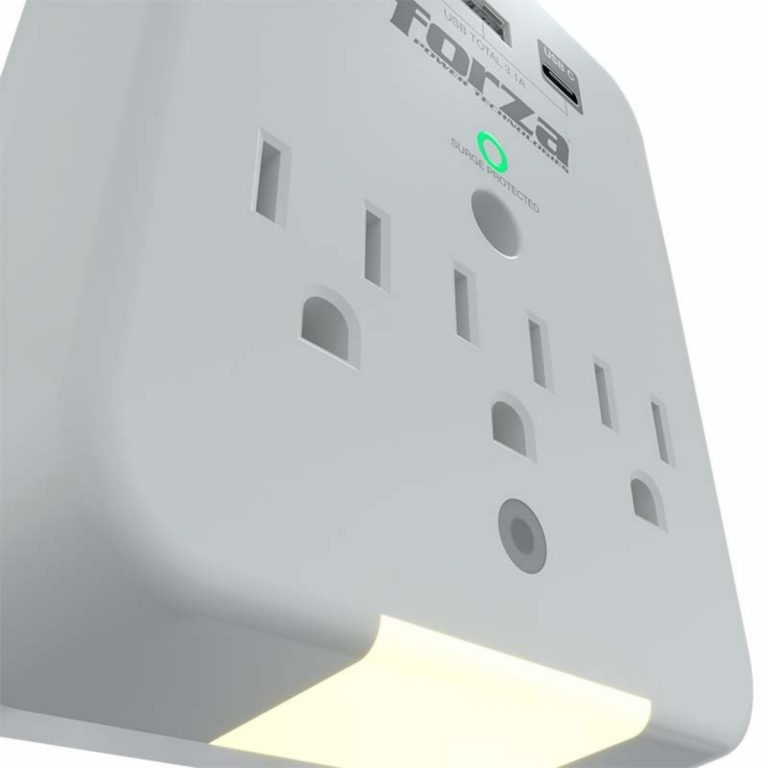 Forza - Surge protector - AC 110/220 V - 12 Tomas de Corriente - 3-USBA/1C 2700J WH