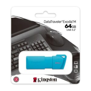 Kingston - USB flash drive - 64 GB - USB 3.2 Gen 1 - NEON Aqua Blue