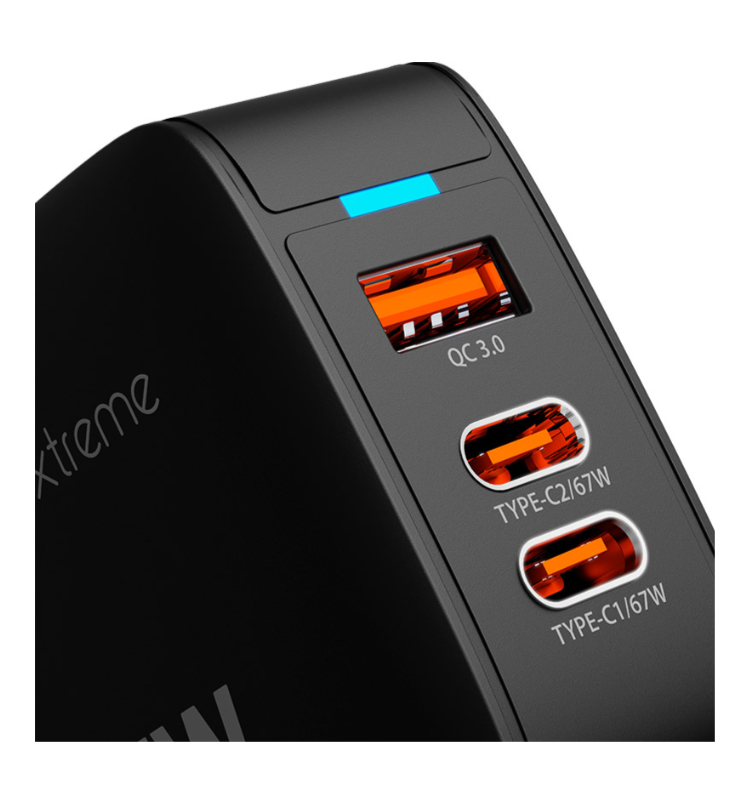 KX Wall Charger 67W KMC-500 2xUSB-C PD3.0 + USB-A QC3.0 GAN
