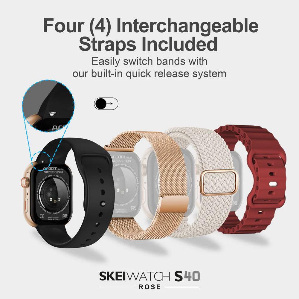 SKEIWATCH ARGOM S40 ROSE GOLD - PANTALLA TFT 2.01", 4 CORREAS, RESISTENCIA IP67