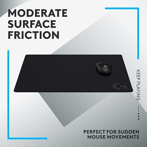 Logitech G G640 Large Cloth Gaming Mouse Pad, Optimized for Gaming Sensors, Moderate Surface Friction, Non-Slip Mouse Mat, Mac and PC Gaming Accessories, 460 x 600 x 3 mm; - Alfombrilla de ratón - negro