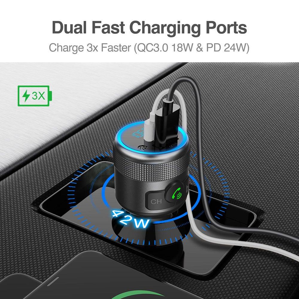 CONECTOR BLUETOOTH P-CARRO DOS PUERTOS DE CARGA RÁPIDA, MEGA BAJOS
