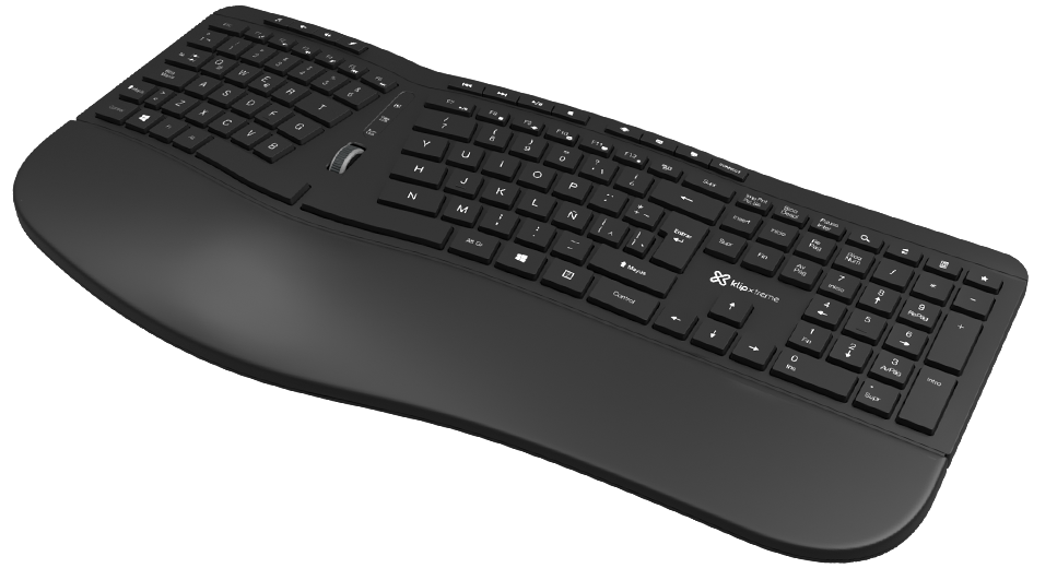 Klip Xtreme - Keyboard - Wired - Spanish - USB - Ergonomic Design - Black - Ergonomical