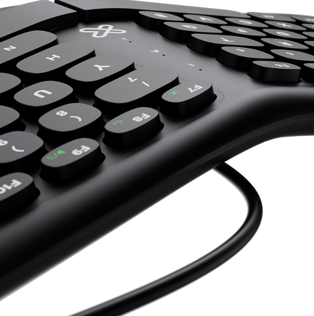 Klip Xtreme - Keyboard - Wired - Spanish - USB - Ergonomic Design - Black - Ergonomical