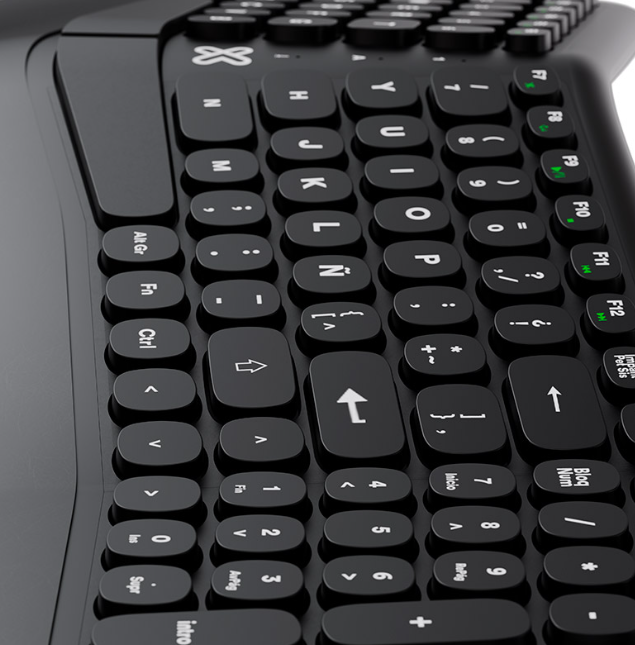 Klip Xtreme - Keyboard - Wired - Spanish - USB - Ergonomic Design - Black - Ergonomical