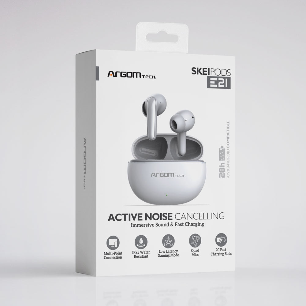 ARGOM SKEIPODS E21 - AUDIFONOS BT CON ANC/ENC DUAL BLANCO