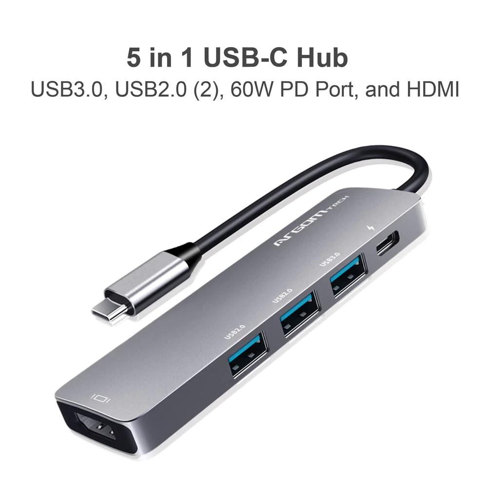 HUB TIPO C 5 EN 1 ONE AXESS CON TRANSFERENCIA DE PD DE 60 W