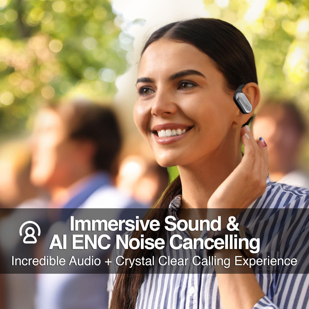 ARGOM SKEIPODS E90 - AUDIFONOS CON IA ENC, DISEÑO OPEN-EAR COLOR NEGRO