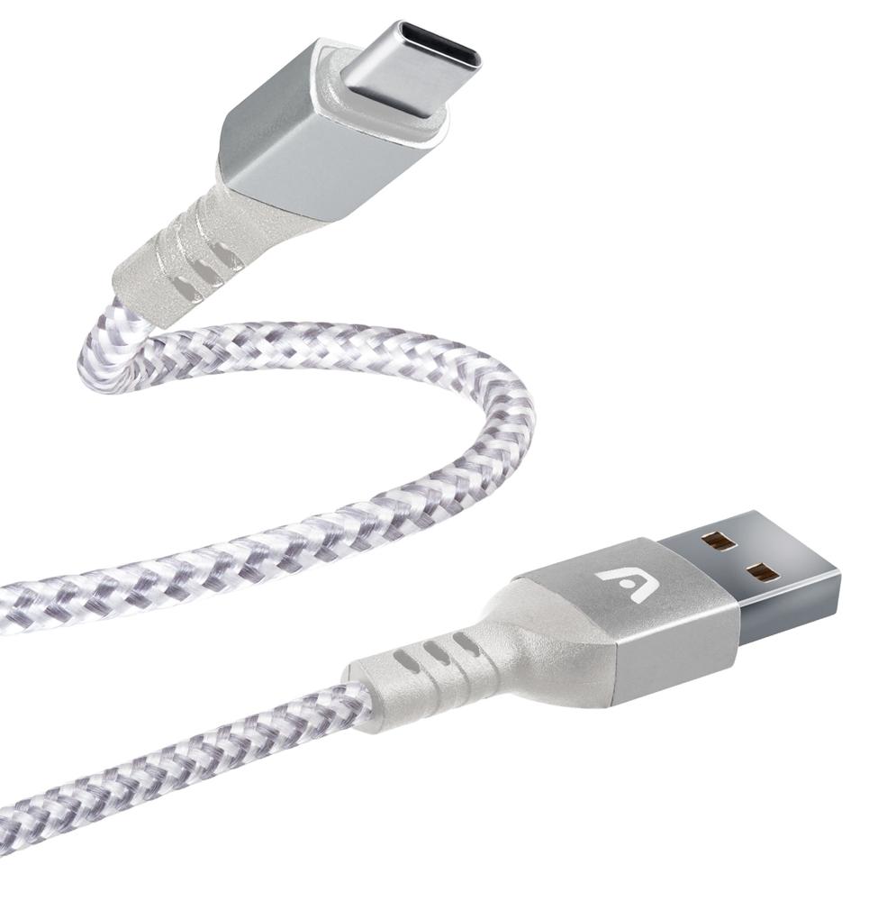 CABLE TYPE-C TO USB 2.0 NYLON 1.8M WHITE