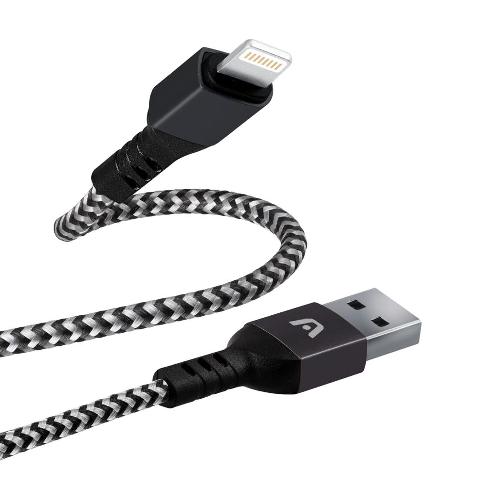 Lightning to USB 2.0 -Nylon Braided -Metal Black