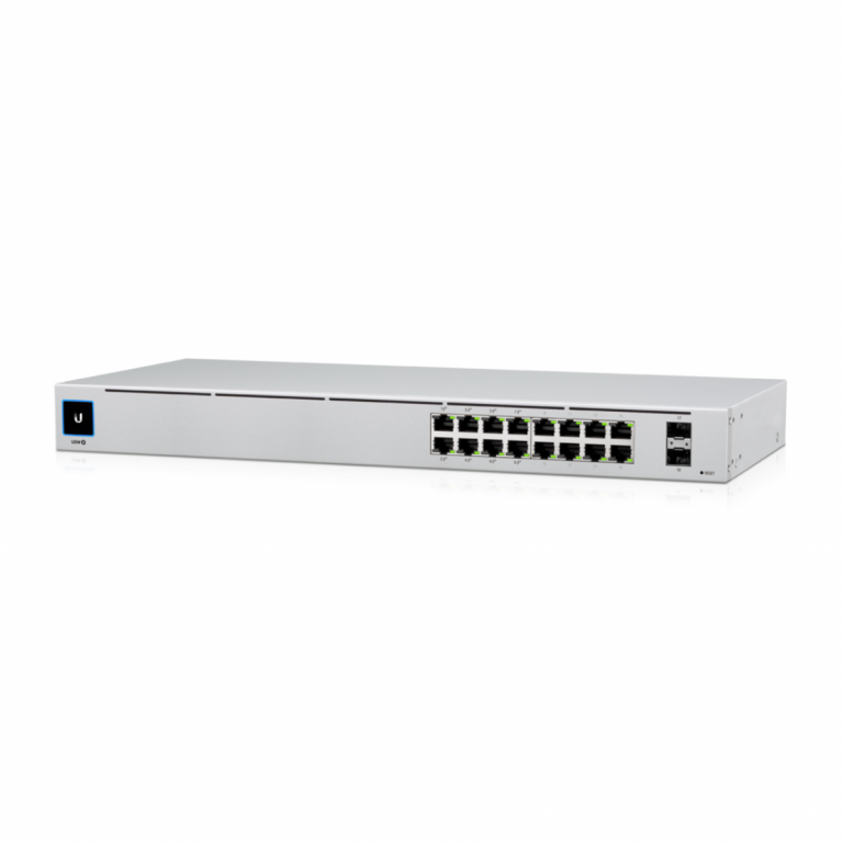 Ubiquiti UniFi Switch USW-16-POE - Conmutador - Gestionado - 16 x 10/100/1000 (8 PoE+) + 2 x Gigabit SFP - montaje en rack, sobremesa - PoE+ (42 W)