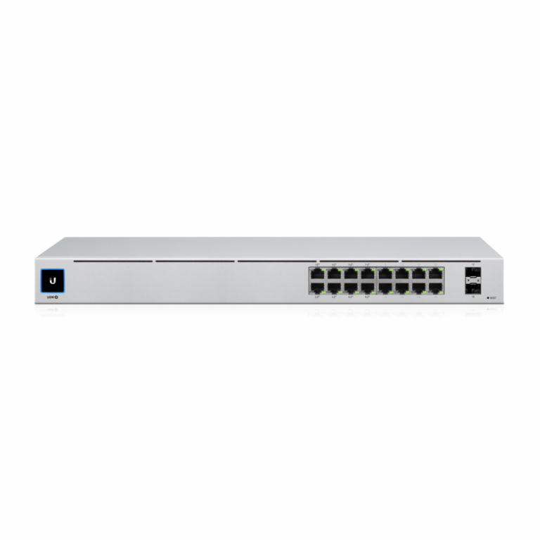 Ubiquiti UniFi Switch USW-16-POE - Conmutador - Gestionado - 16 x 10/100/1000 (8 PoE+) + 2 x Gigabit SFP - montaje en rack, sobremesa - PoE+ (42 W)