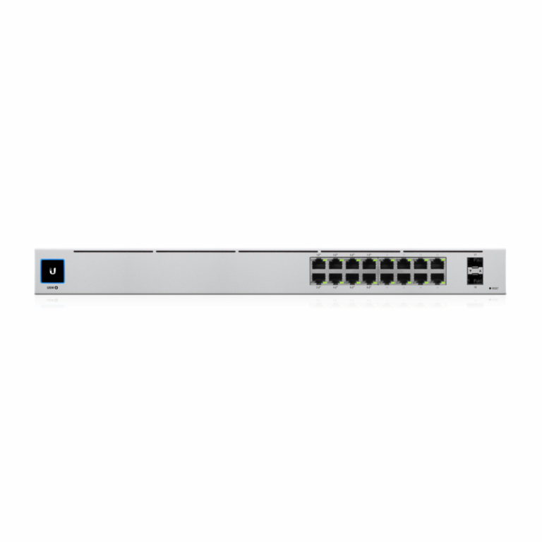 Ubiquiti UniFi Switch USW-16-POE - Conmutador - Gestionado - 16 x 10/100/1000 (8 PoE+) + 2 x Gigabit SFP - montaje en rack, sobremesa - PoE+ (42 W)