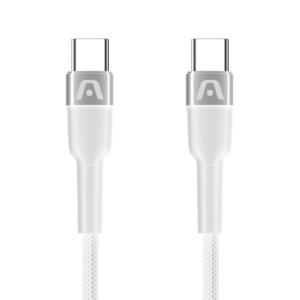 CABLE ARGOM DE CARGA RAPIDA TIPO C A C DE 65W DURASPEED  ​6FT/1.8M BLANCO