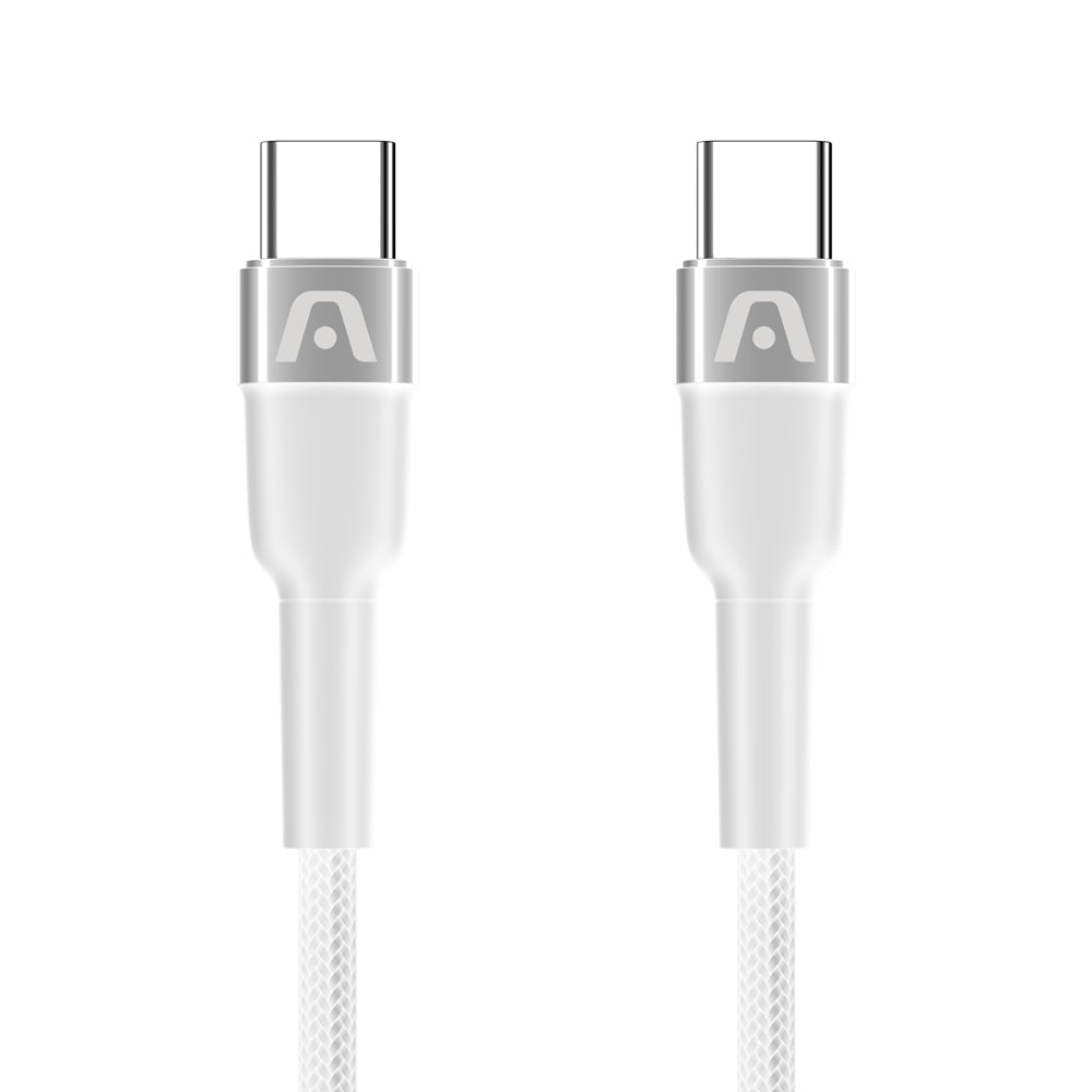 CABLE ARGOM DE CARGA RAPIDA TIPO C A C DE 65W DURASPEED  ​6FT/1.8M BLANCO