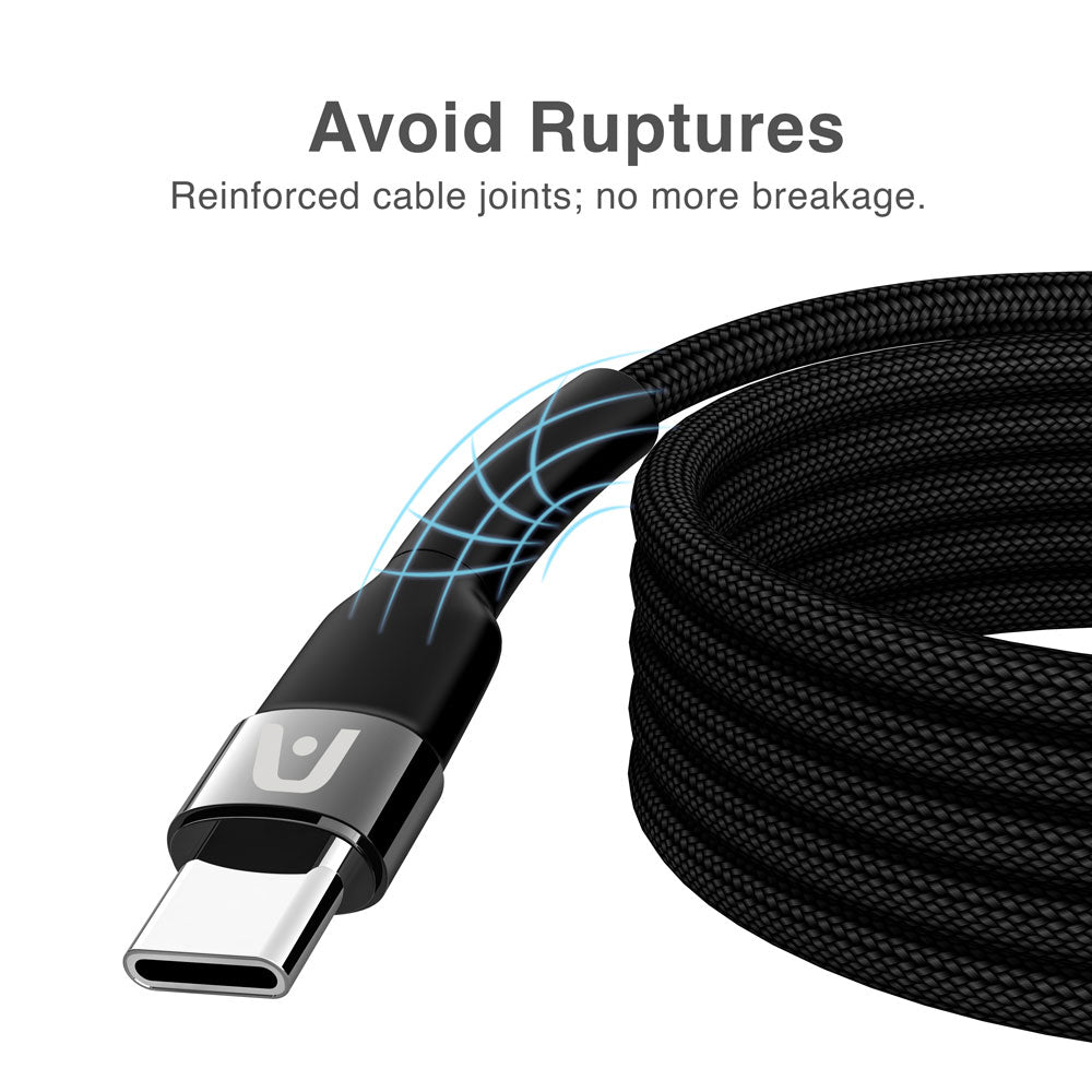 CABLE ARGOM DE CARGA RAPIDA TIPO C A C DE 65W DURASPEED  ​6FT/1.8M BLANCO
