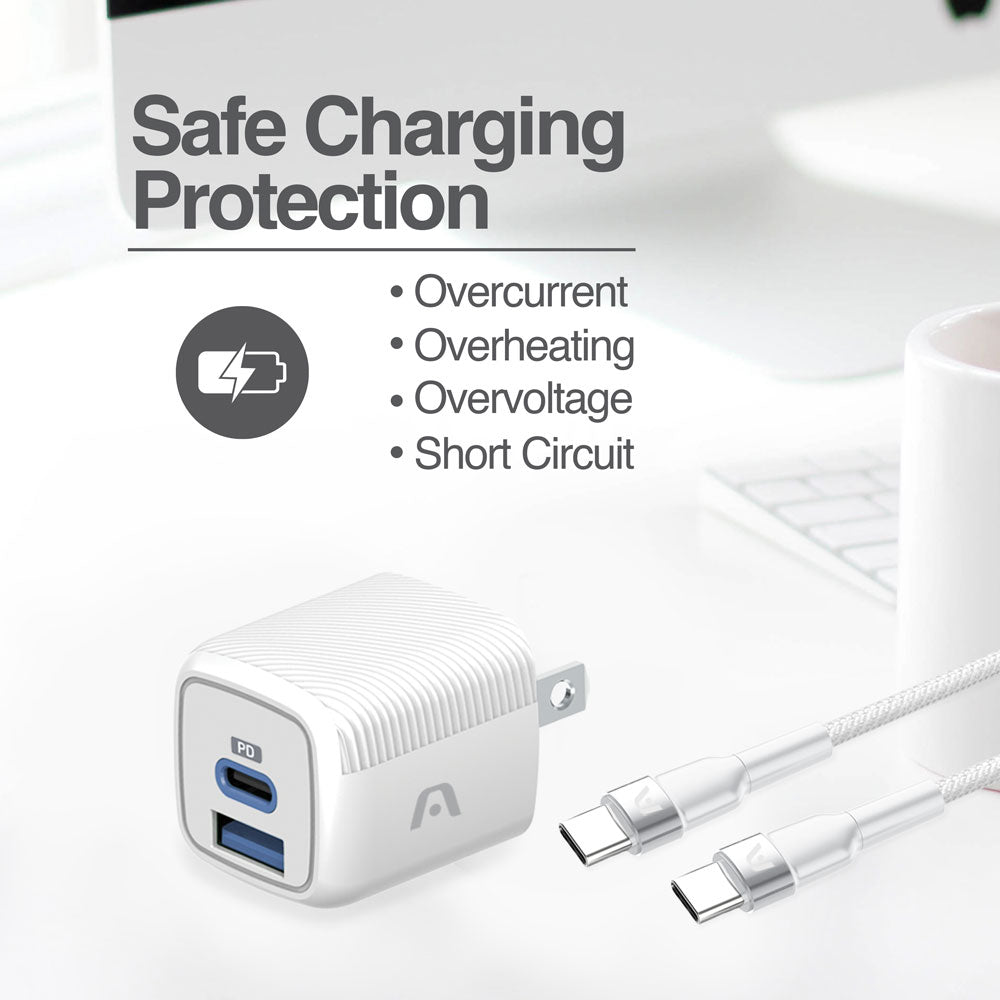 PACK CARGADOR VOLTA P40 + CABLE USB-C A USB-C 1.8 MT/ 6FT BLANCO
