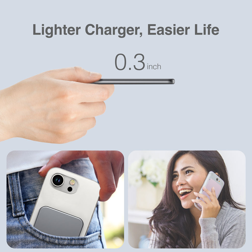 POWER BANK ARGOM MS5 MAGNETIC 5,000MAH ALUMINUM PINK / CARGA INALÁMBRICA RÁPIDA DE 15W