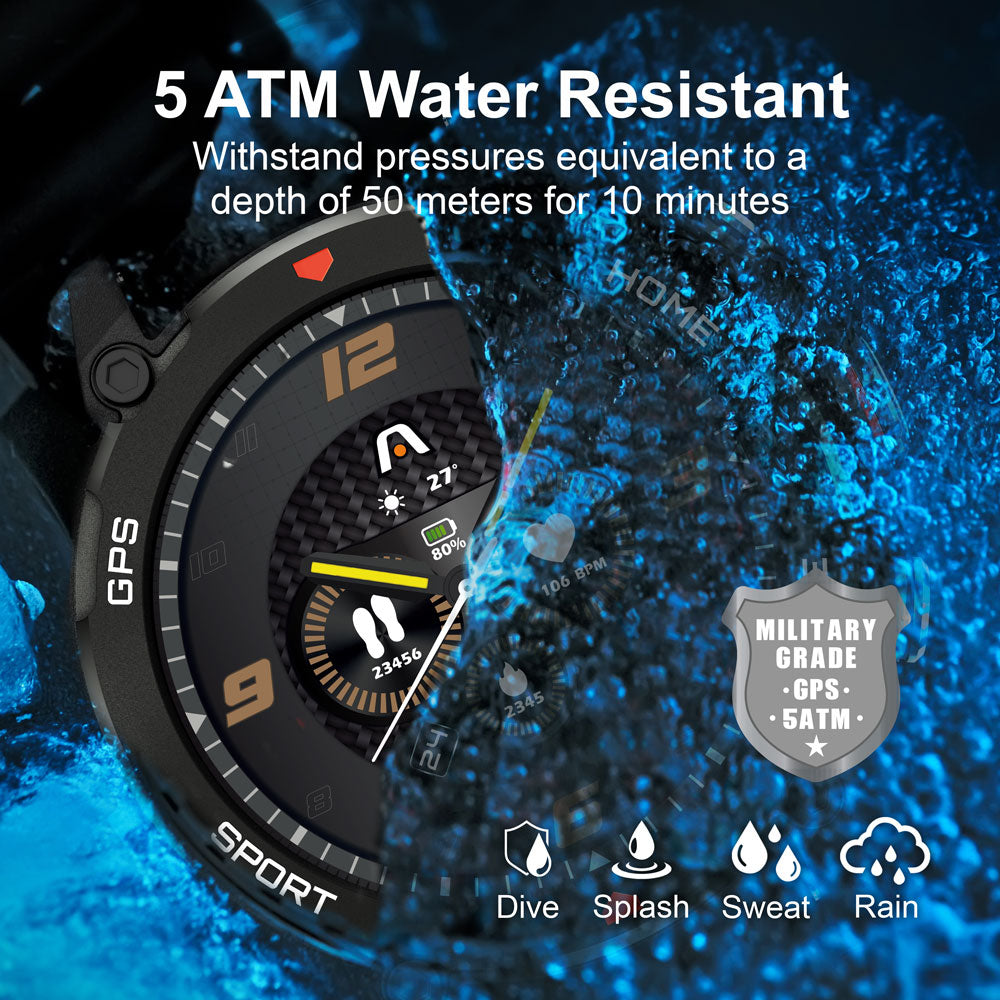 ARGOM SKEIWATCH C80 - RELOJ INTELIGENTE NEGRO CON DOS CORREAS NEGRO Y VERDE