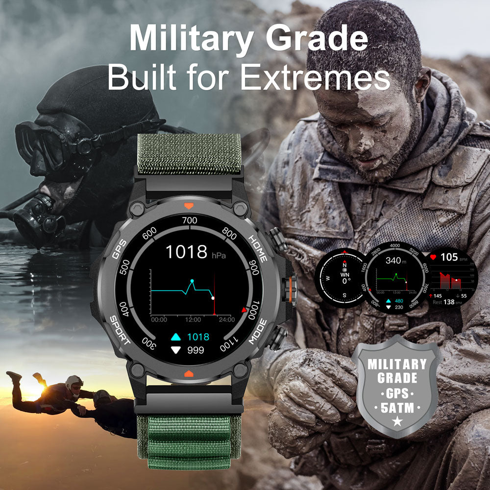 ARGOM SKEIWATCH C80 - RELOJ INTELIGENTE NEGRO CON DOS CORREAS NEGRO Y VERDE