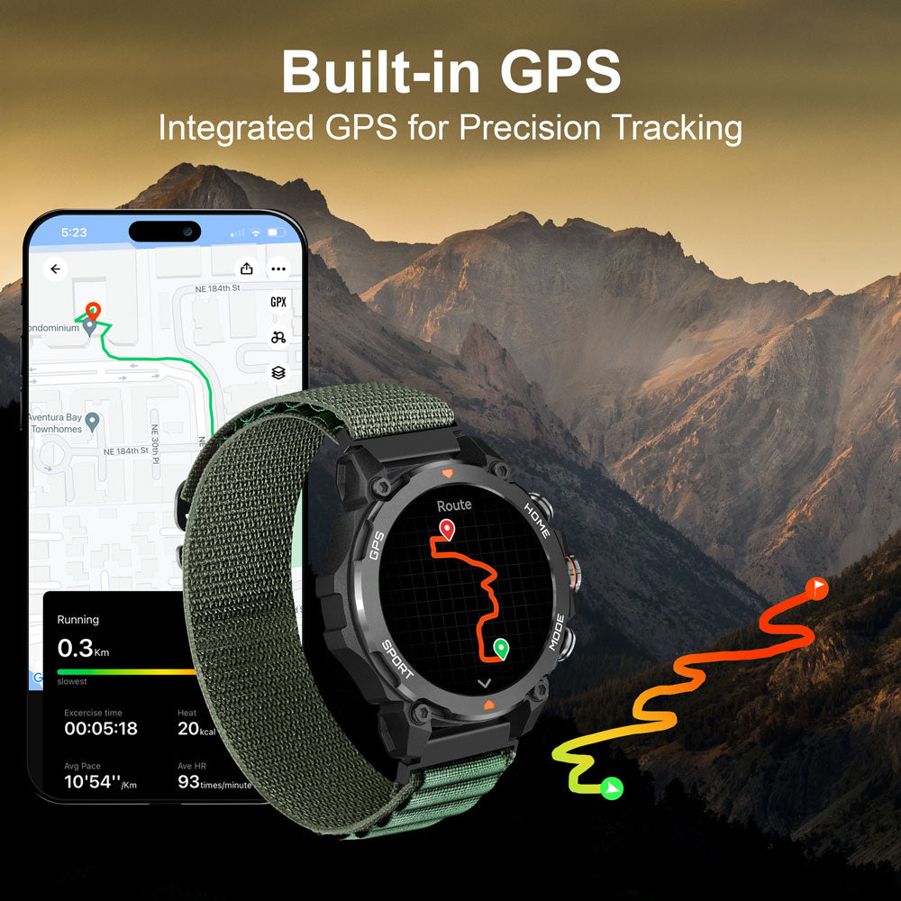 ARGOM SKEIWATCH C80 - RELOJ INTELIGENTE NEGRO CON DOS CORREAS NEGRO Y VERDE