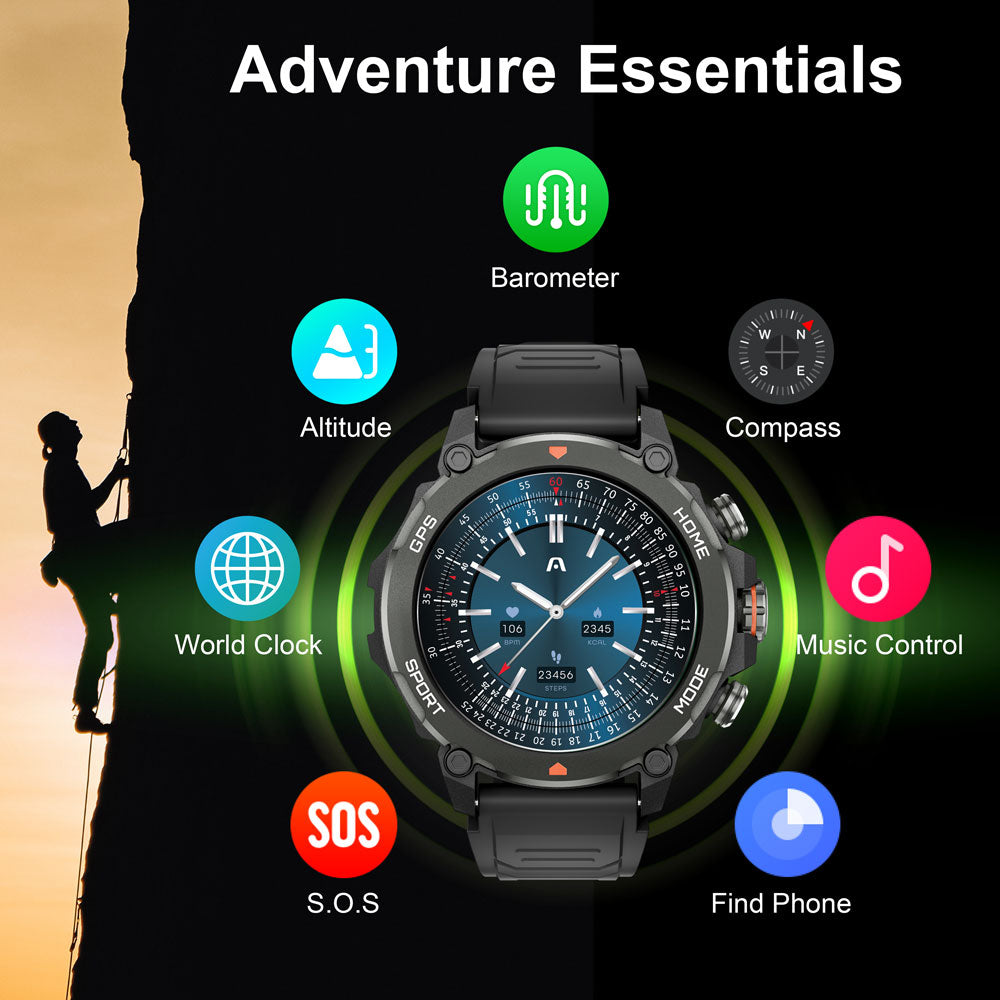 ARGOM SKEIWATCH C80 - RELOJ INTELIGENTE NEGRO CON DOS CORREAS NEGRO Y VERDE