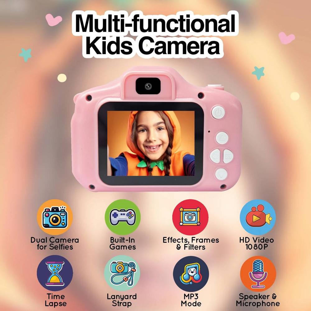 ARGOM MAGIC PIX 81 - CAMARA DIGITAL DE SELFIES PARA NIÑOS ROSADA