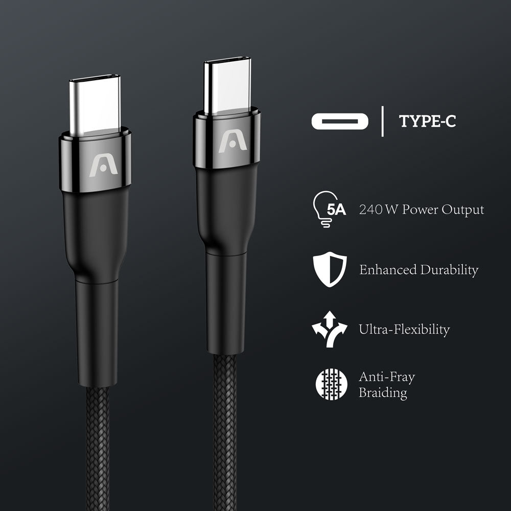 CABLE ARGOM DE CARGA ULTRARRÁPIDA DURASPEED TIPO C A C DE 240W 3M/10FT NEGRO