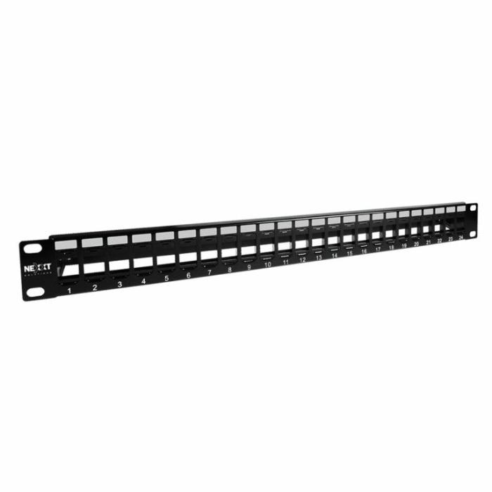 Nexxt - Tablero de conexiones - instalable en bastidor - negro, RAL 9005 - 1U - 19" - 24 puertos