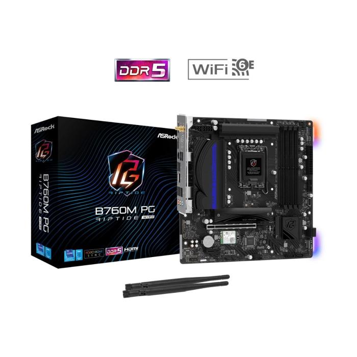 TARJETA MADRE ASROCK B760M PG RIPTIDE WIFI LGA1700 MICRO-ATX DDR5 MB-B760MPGRIPW